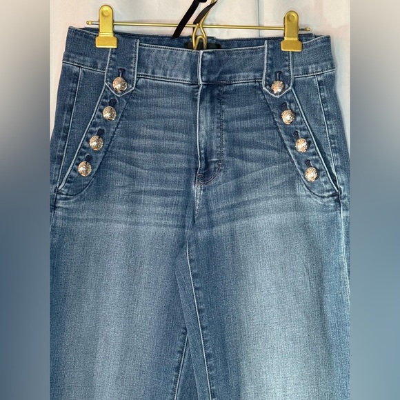 WHBM “Mariner” Wide Leg Jeans – Size 8 | Nautical Chic | Tummy Control Power - Picture 2 of 16